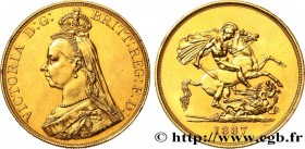 GREAT-BRITAIN - VICTORIA
Type : 5 Pounds (5 Livres) “buste du jubilé” 
Date : 1887 
Mint name / Town : Londres 
Quantity minted : 53844 
Metal : gold ...