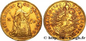 HUNGARY - KINGDOM OF HUNGARY - MARIA-THERESA
Type : Ducat 
Date : 1760 
Mint name / Town : Kremnitz 
Quantity minted : - 
Metal : gold 
Diameter : 23 ...