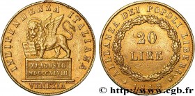 ITALY - REPUBLIC OF VENICE
Type : 20 Lire 
Date : 1848 
Mint name / Town : Venise 
Metal : gold 
Millesimal fineness : 900  ‰
Diameter : 21  mm
Orient...