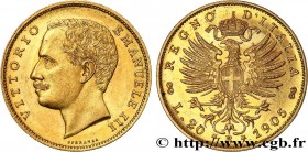 ITALY - KINGDOM OF ITALY - VICTOR-EMMANUEL III
Type : 20 Lire 
Date : 1905 
Mint name / Town : Rome 
Quantity minted : 8715 
Metal : gold 
Millesimal ...