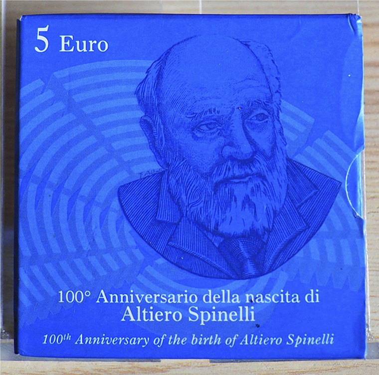 ITALIA - 2007 - 5 Euro “100° anniv. della nascita di Altiero Spinelli” Con scato...