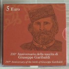 ITALIA - 2007 - 5 Euro “200° anniv. della morte di Giuseppe Garibaldi” Con scatola e certificato/i FDC