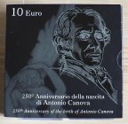 ITALIA - 2007 - 10 Euro “250° anniv. della nascita di Antonio Canova” Con scatola e certificato/i Proof