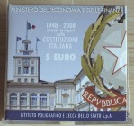 ITALIA - 2008 - 5 Euro “60° anniv. della Costituzione Italiana” Con scatola e certificato/i FDC