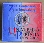 ITALIA - 2008 - 10 Euro “700° anniv. della fondazione dell’Università di Perugia” Con scatola e certificato/i Proof