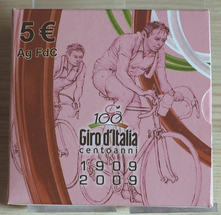 ITALIA - 2009 - 5 Euro “100 anni del Giro d’Italia” Con scatola e certificato/i ...