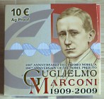 ITALIA - 2009 - 10 Euro “100° anniv. del Premio Nobel a Guglielmo Marconi” Con scatola e certificato/i Proof