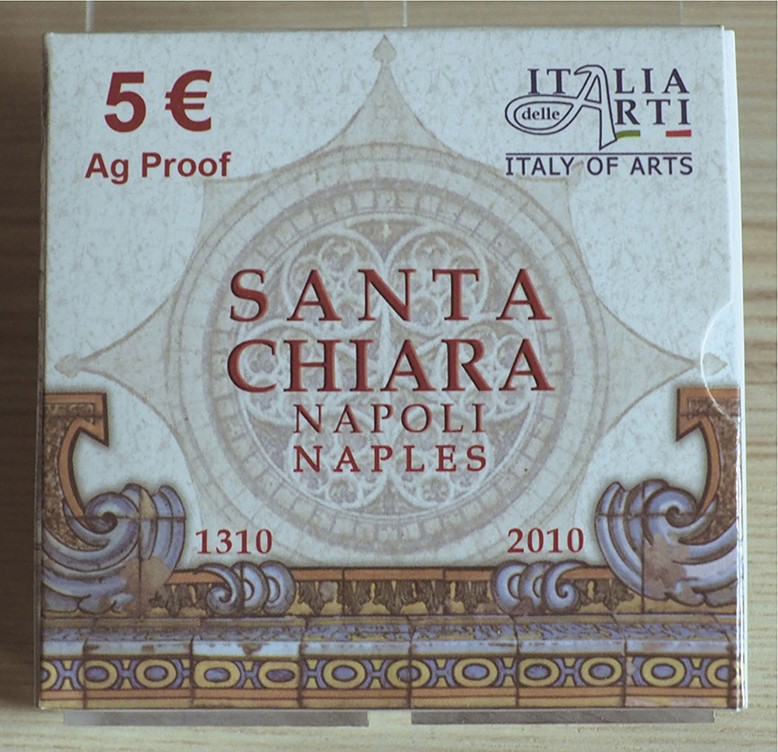 ITALIA - 2010 - 5 Euro “Santa Chiara - Napoli” Con scatola e certificato/i Proof...