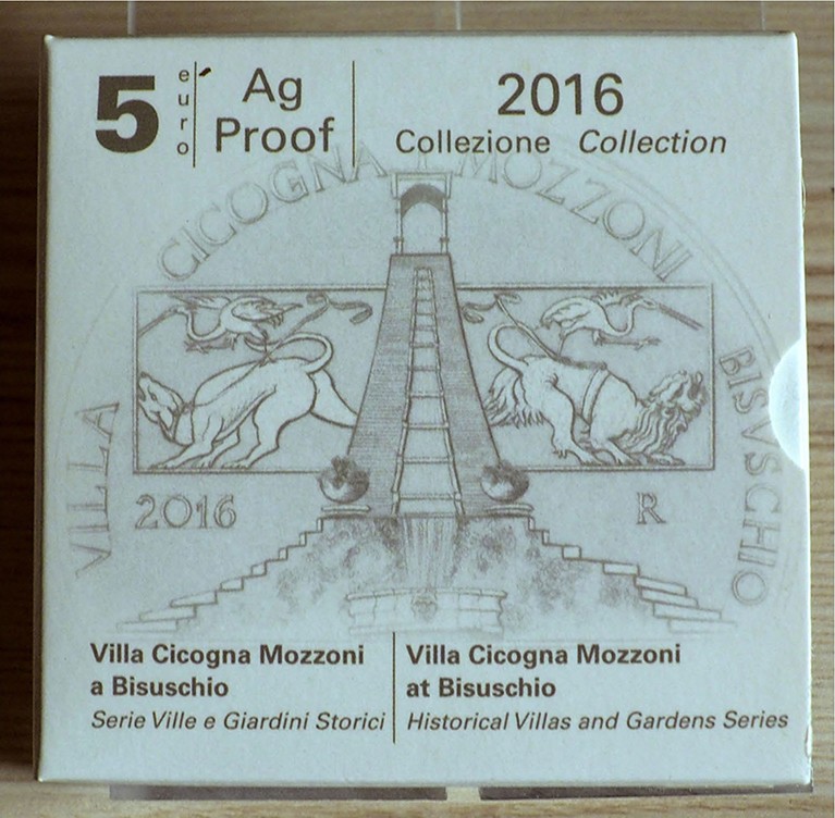 ITALIA - 2016 - 5 Euro “Villa Cicogna Mozzoni a Bisuschio” Con scatola e certifi...