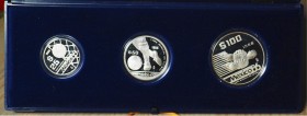 MESSICO - 1986 - 100 Pesos, 50 Pesos e 25 Pesos “Messico 1986” V serie Con scatola e certificato/i Proof