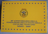 VATICANO - 2009 - Serie 8 vall. + medaglia “80° anniv. della fondazione dello Stato della Città del Vaticano” Con scatola e certificato/i Proof
