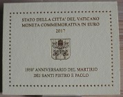 VATICANO - 2017 - 2 Euro “1950° anniversario del martirio dei Santi Pietro e Paolo” In confezione FDC