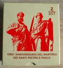 VATICANO - 2017 - 2 Euro “1950° anniv. del martirio dei Santi Pietro e Paolo” Con scatola e certificato/i Proof