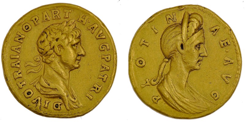 Roman Empire. Trajan 98 – 117. AU Aureus (19mm, 7.06g, 6h). Struck 117-118. DIVO...