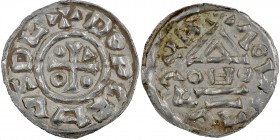 Czech Republic. Bohemia. Boleslav III 999 – 1002/3. AR Denar II (19mm, 1.08g). Prague mint. +BΛCVΛVIΛOL (?), temple across OㅂO / DOPCZㅂVDL, cross with...