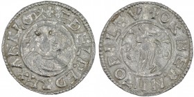 England. Aethelred II. 978-1016. AR Penny (20mm, 1.72 g, 3h). First Hand type (BMC iia, Hild. B1). Wilton mint; moneyer Osbern. Struck circa 979-985. ...