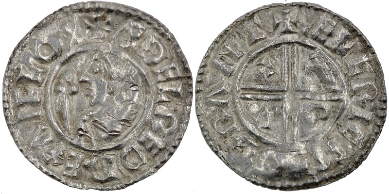 England. Aethelred II. 978-1016. AR Penny (20mm, 1.30 g, 3h). Crux type (BMC iii...