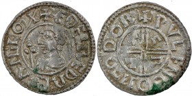 England. Aethelred II. 978-1016. AR Penny (20mm, 1.65 g, 12h). Crux type (BMC iiia, Hild. C). Dorchester mint; moneyer Wulfnoth. Struck circa 991-997....