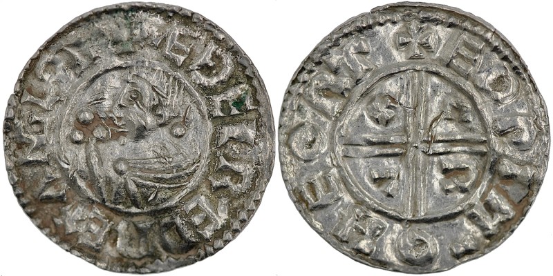 England. Aethelred II. 978-1016. AR Penny (20mm, 1.39 g, 3h). Crux type (BMC iii...