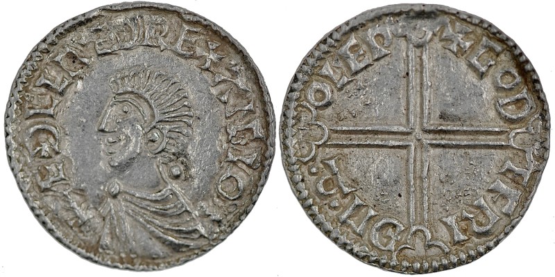 England. Aethelred II. 978-1016. AR Penny (20mm, 1.75 g, 12h). Long Cross type (...