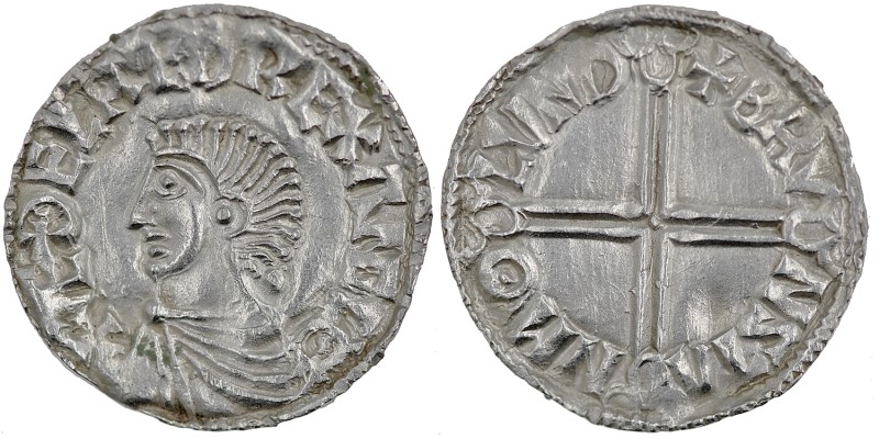 England. Aethelred II. 978-1016. AR Penny (19mm, 1.69 g, 7h). Long Cross type (B...