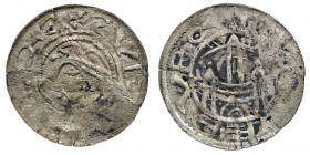 Germany. Archdiocese of Magdeburg. Anonym 11 century. AR Denar (22mm, 1.18g). Bust facing left / Wall, behind three towers. Dbg. 1575; Kilger Mg B 2:2...