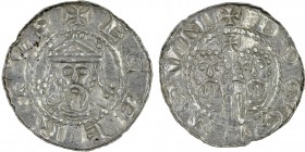 The Netherlands. Friesland. Ekbert II 1068-1077. AR Denar (18mm, 0.70g, 9h). Dokkum mint. +ECBERTVS, crowned bearded bust facing / +DOGGINGVN, two adj...