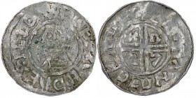 Pomerania(?). After 991. AR Penny (19mm, 1.03 g). Slavic imitation of Aethelred II crux type (BMC iiia, Hild. C). Imitating Exeter mint and Elfstan mo...