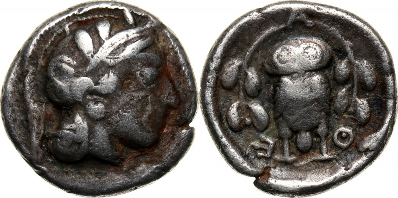 Greece, Attica, Hemidrachm c. 454-404 BC, Athens Weight 2,04 g, 12,5 mm.
 Waga ...