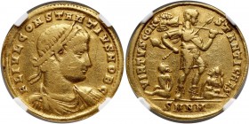 Roman Empire, Constantinus II 337-361, Medallion of 1 1/2 Solidi, Nicomedia Gold 6,30 g, 25 mm. Złoto 6,30 g, 25 mm. Medaliony w czasach rzymskich nie...