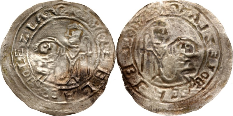 Bolesław III Krzywousty 1107-1138, brakteat protekcyjny, św. Wojciech i książę W...