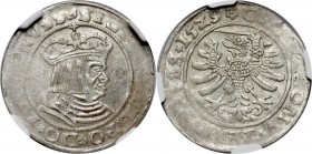 Zygmunt I Stary, grosz pruski 1529, Toruń Miejscowo niedobity, ale pięknie zachowana, mennicza moneta. Najwyższa nota w NGC i jedyny tak oceniony egze...