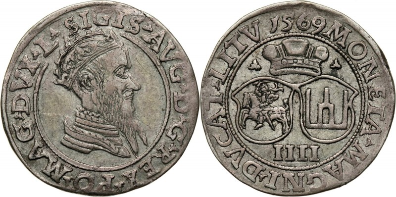 Zygmunt II August, czworak 1569, Wilno Reference: Kopicki 3315 (R1)
Grade: VF+ ...