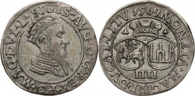 Zygmunt II August, czworak 1569, Wilno Reference: Kopicki 3315 (R1)
Grade: VF+ 

Zygmunt II August