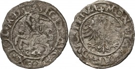 Zygmunt II August, półgrosz 1545, Wilno Odmiana z SIGIS przy Pogoni. Bardzo rzadki.
Reference: Kopicki 3235 (R7), Ivanauskas 4SA7-2 (RR)
Grade: VF ...