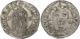 Zygmunt III Waza jako król Szwecji, 1 öre 1596, Sztokholm Odmiana z I-Ö na rewersie. Rzadkie, szczególnie w tak ładnym stanie zachowania.
Reference: ...