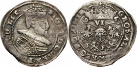 Zygmunt III Waza, szóstak 1595 I-F, Lublin Bardzo rzadki. Reference: Kopicki 1237 (R5), Tyszkiewicz 40 mk
Grade: VF/VF+ 

Zygmunt III Waza
