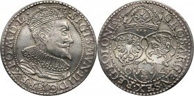 Zygmunt III Waza, szóstak 1596, Malbork Odmiana z małą głową króla.
Reference: Kopicki 1240 (R1)
Grade: XF 

Zygmunt III Waza