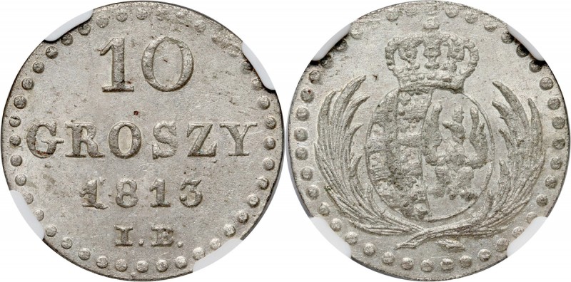 Księstwo Warszawskie, Fryderyk August I, 10 groszy 1813 IB, Warszawa Najwyższa n...