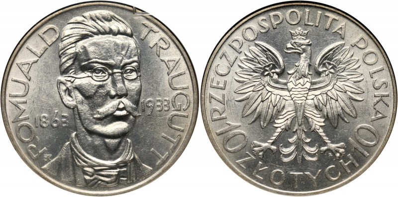 II RP, 10 złotych 1933, Warszawa, Romuald Traugutt Bardzo ładnie zachowane. Refe...