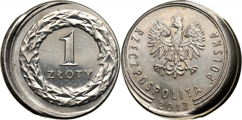 III RP, 1 złoty 2017, DESTRUKT Przesunięcie stempla.

Grade: AU 

III Rzeczp...