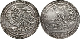 Pomorze pod okupacją szwedzką, Gustaw II Adolf, 4 talary 1633, Wolgast Srebro 109,68 g. Średnica 72 mm. Wielka i niezmiernie efektowna moneta wybita d...