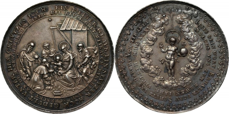 Władysław IV Waza, medal religijny z 1635 roku, Gdańsk Autorstwa Sebastiana Dadl...