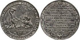 Władysław IV Waza, Gdańsk, odbitka w cynie medalu z 1637 roku, upamiętniającego wojny z Moskwą, Szwecją i Turcją Autorstwa Jana Höhna. Waga 17,83 g, ś...