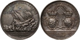 Stanisław Leszczyński, srebrny medal bez daty (1705) Wybity z okazji podpisania w listopadzie 1705 roku Traktatu warszawskiego gwarantującego pokój i ...