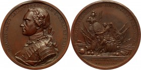 Kurlandia, medal z 1747 roku, upamiętniający zwycięstwa Maurycego Saskiego Autorstwa&nbsp; Dassiera. B rąz, waga 54,59 g, średnica 54,5 mm. Reference:...