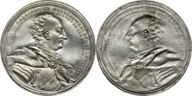August III, odbitka jednostronna medalu z 1748 roku wybitego na pamiątkę 50-tych urodzin Jana Małachowskiego Autorstwa Mitzlera de Kolofa. Cyna, waga ...