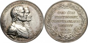 Stanisław August Poniatowski, medal z 1771 roku, przedstawiający popiersia Adama Naruszewicza i Macieja Sarbiewskiego Autorstwa Jana Filipa Holzhausse...
