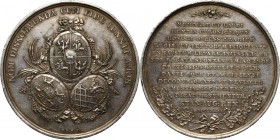 Stanisław August Poniatowski, medal z 1774 roku, 'Dar Kurlandii' Autorstwa&nbsp; Holzhaeussera. Srebro, waga 83,93 g, średnica 60 mm. Wybity&nbsp; na ...