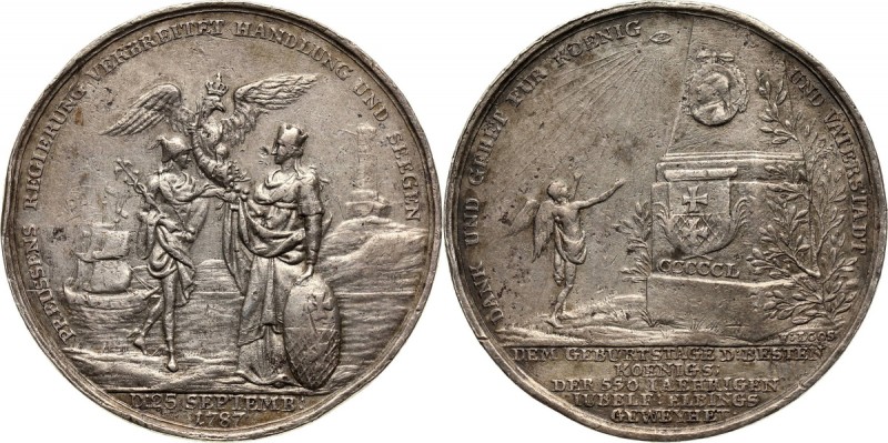 XVIII wiek, Elbląg, Fryderyk Wilhelm II, medal wybity w 1787 roku z okazji urodz...